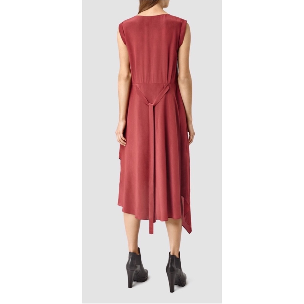 All Saints’ Silk Blend Cecilia Dress Sahara Red 4 - Picture 4 of 10
